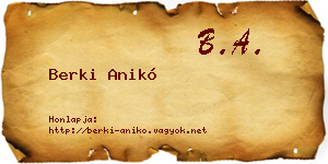 Berki Anikó névjegykártya